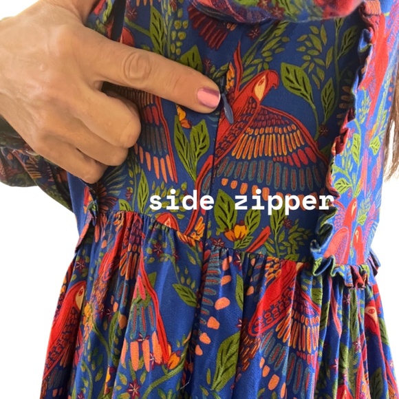 FARM RIO Blue Macaw Flight Mini Dress (S) - Picture 8 of 16